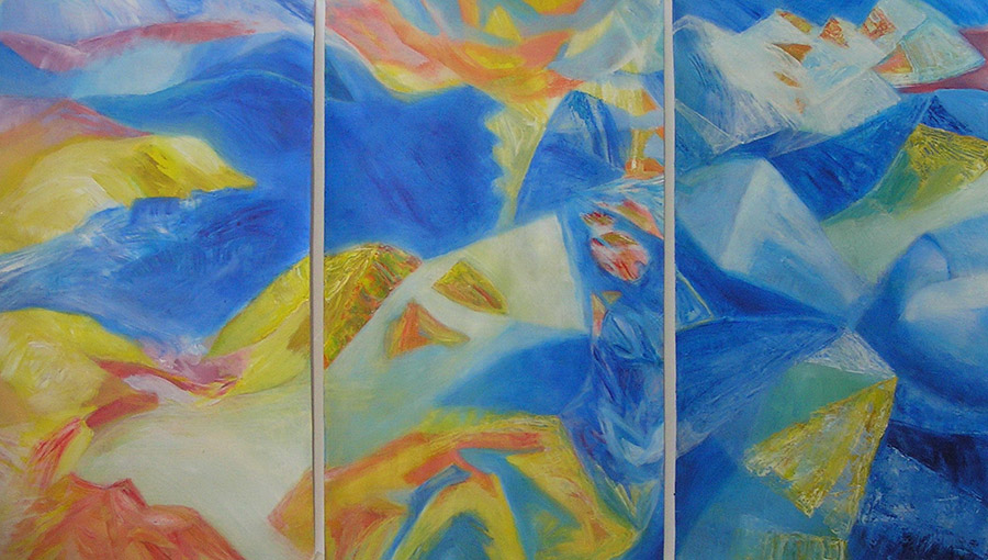 Of Volcanoes and Glaciers, 2010, acrylic on paper, 80 x 137 cm