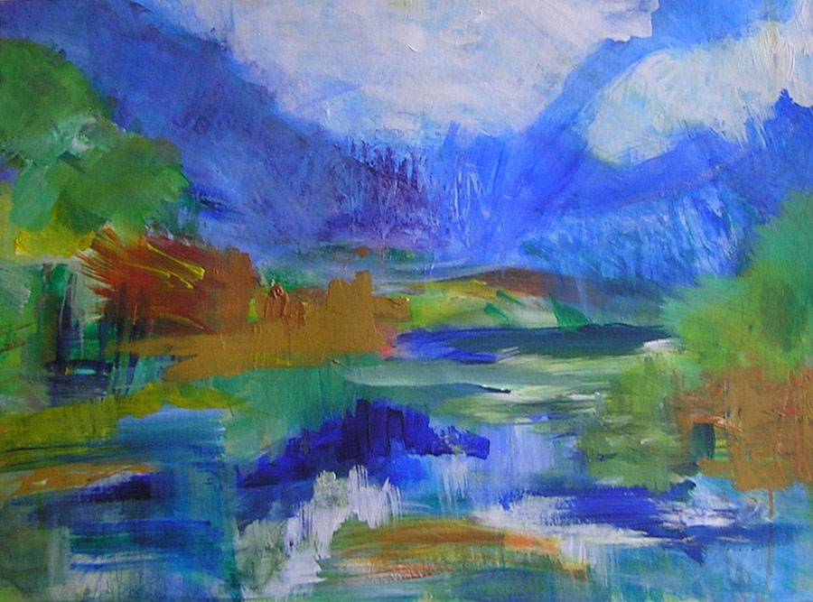 Mountain Lake, 2005, acrylic on paper, 40 x 54 cm